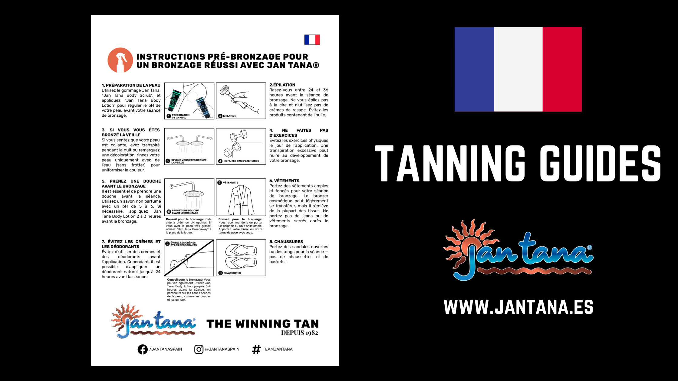 French > JanTana Instructions de pré-bronzage