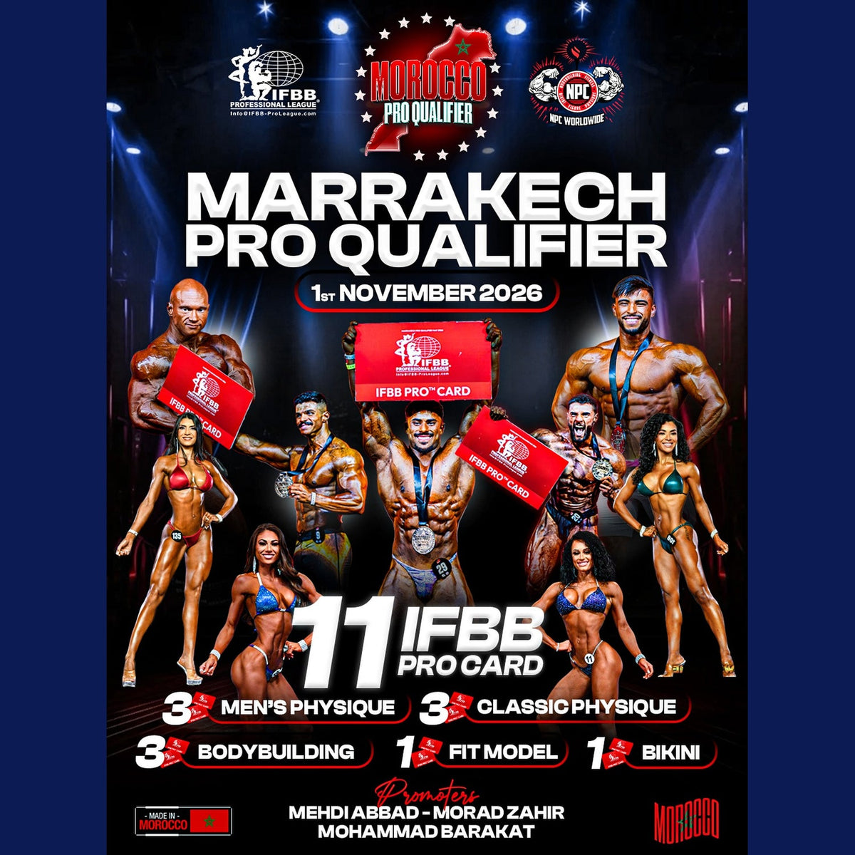 Marrakech Pro Qualifier & Pro Show 2026 – Palais des Congrès, Marrakech – JAN TANA Official Tanning Team