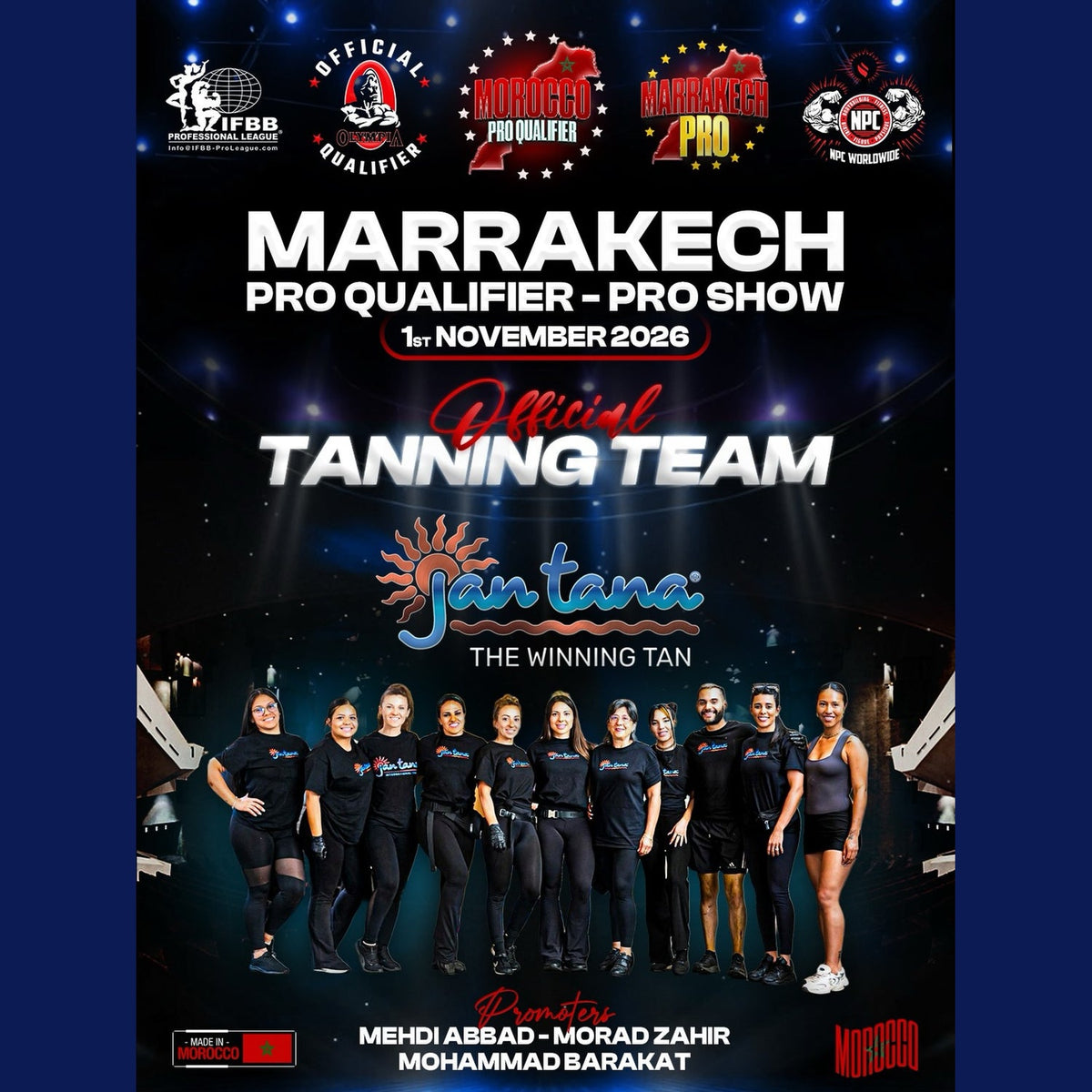 JAN TANA Official Tanning Team – Marrakech Pro Qualifier & Pro Show 2026