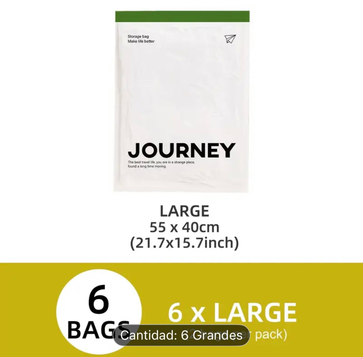 6pcs Bolsas de Compresión de Viaje Enrolladas a Mano - Large