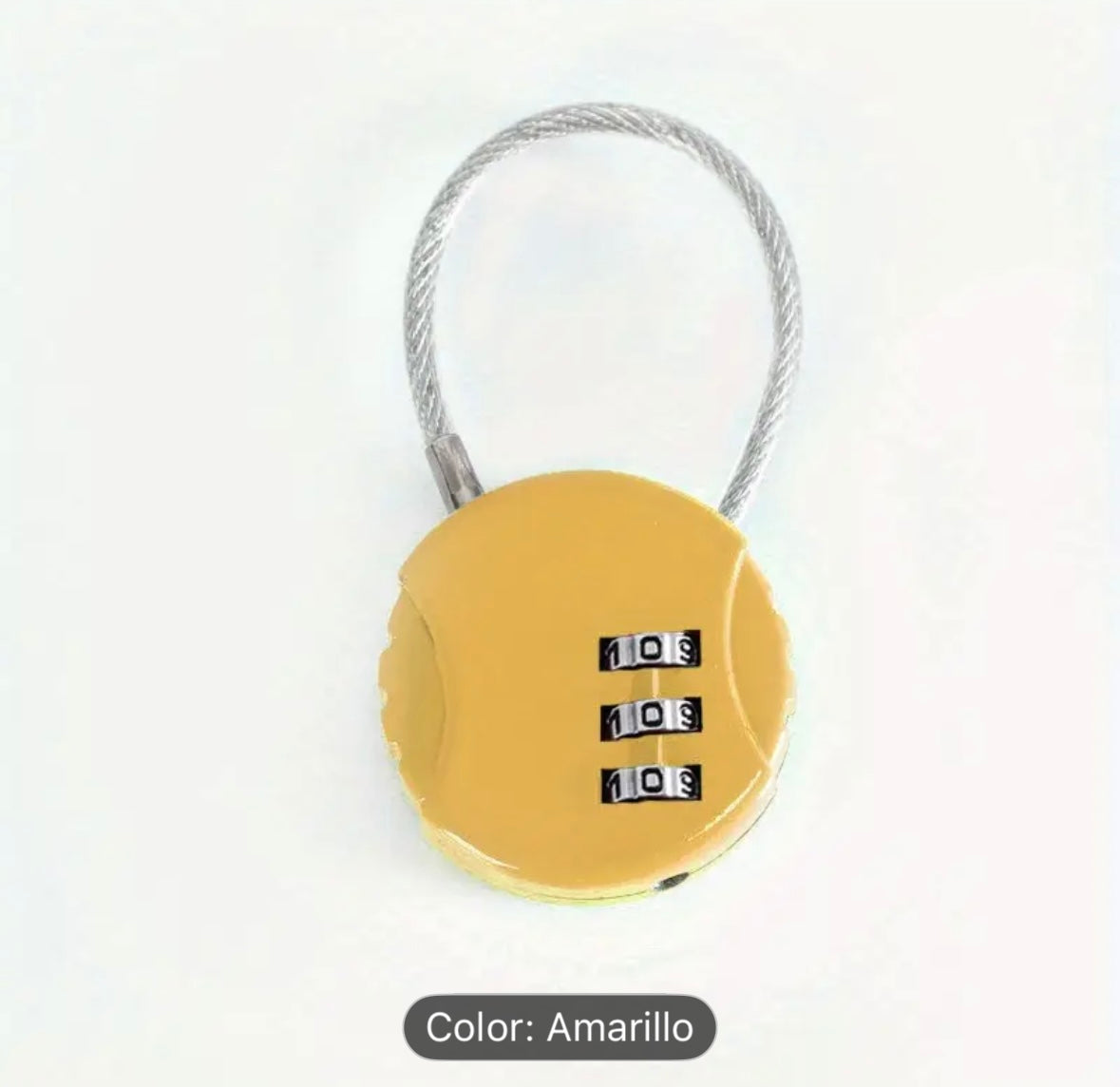 Candado de combinación de 3 dígitos para cable de acero - Amarillo